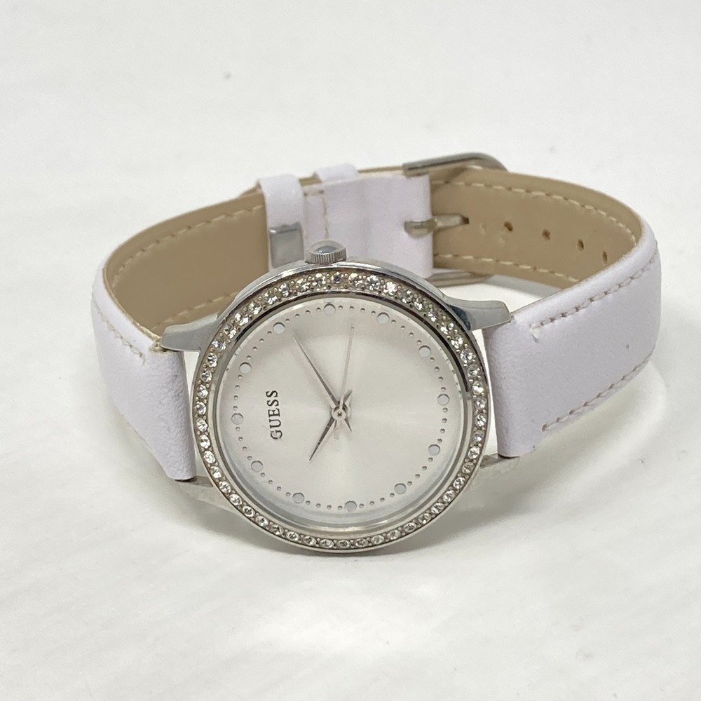 Guess Watch Women Silver Tone 31mm Crystal Bezel Bling WR Round New Battery 8.5" - Picture 10 of 16